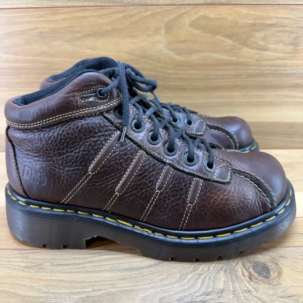 Dr Martens Vintage 90's Y2K Chunky Boots Mens US 8 UK 7 Brown Square Toe 9763
